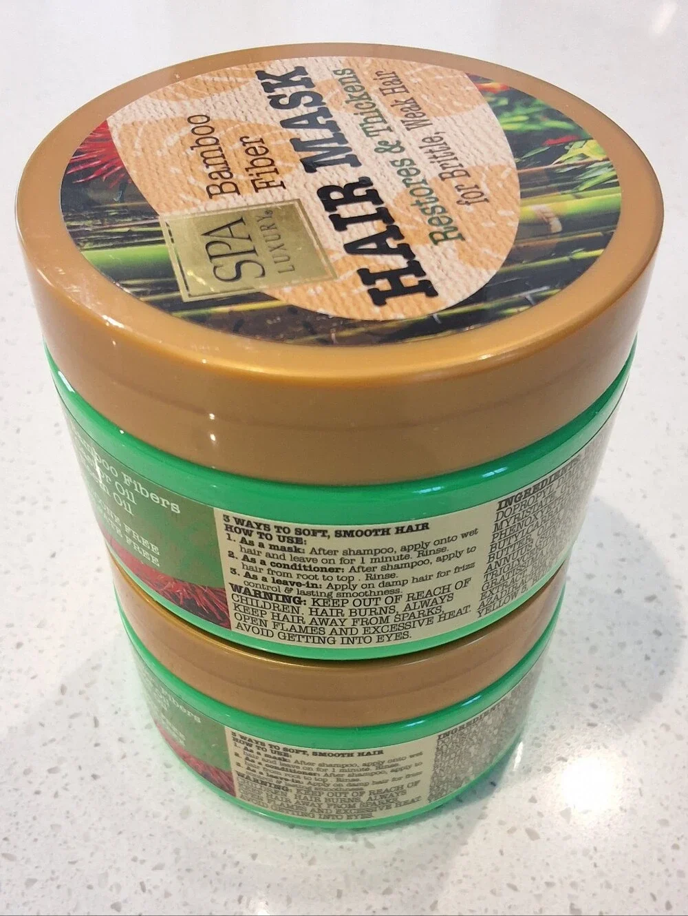 Spa Luxury Bamboo Fiber Hair Masks, Restores & Thickens, Bundle Of 2, 6 oz.
